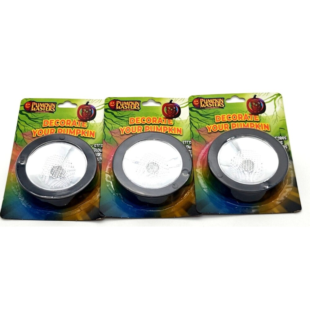 NEW 3-pack lot PUMPKIN MASTERS 3 IN 1 LED LIGHT HALLOWEEN Strobes Color Changing